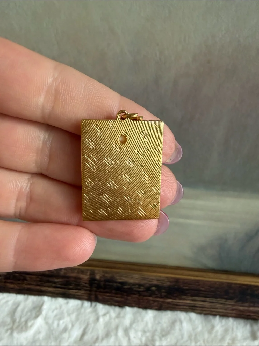 Gold-tone Rectangular Pet Photo Charms - Dog & Cat